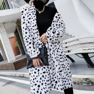 GLAM DOLLZ Dalmatian Print Fuzzy Coat